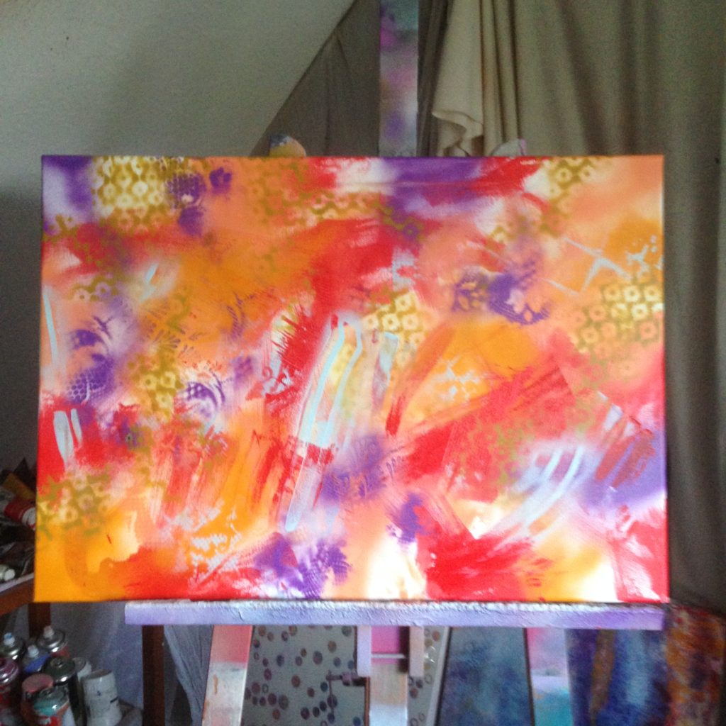 Work in progress: 'Dots 26' abstract painting by Nicki MacRae