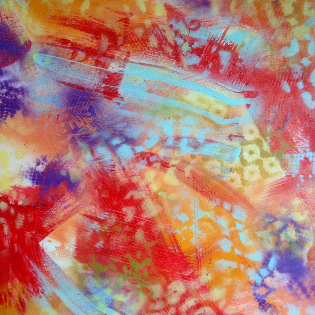 Work in progress: 'Dots 26' abstract painting by Nicki MacRae