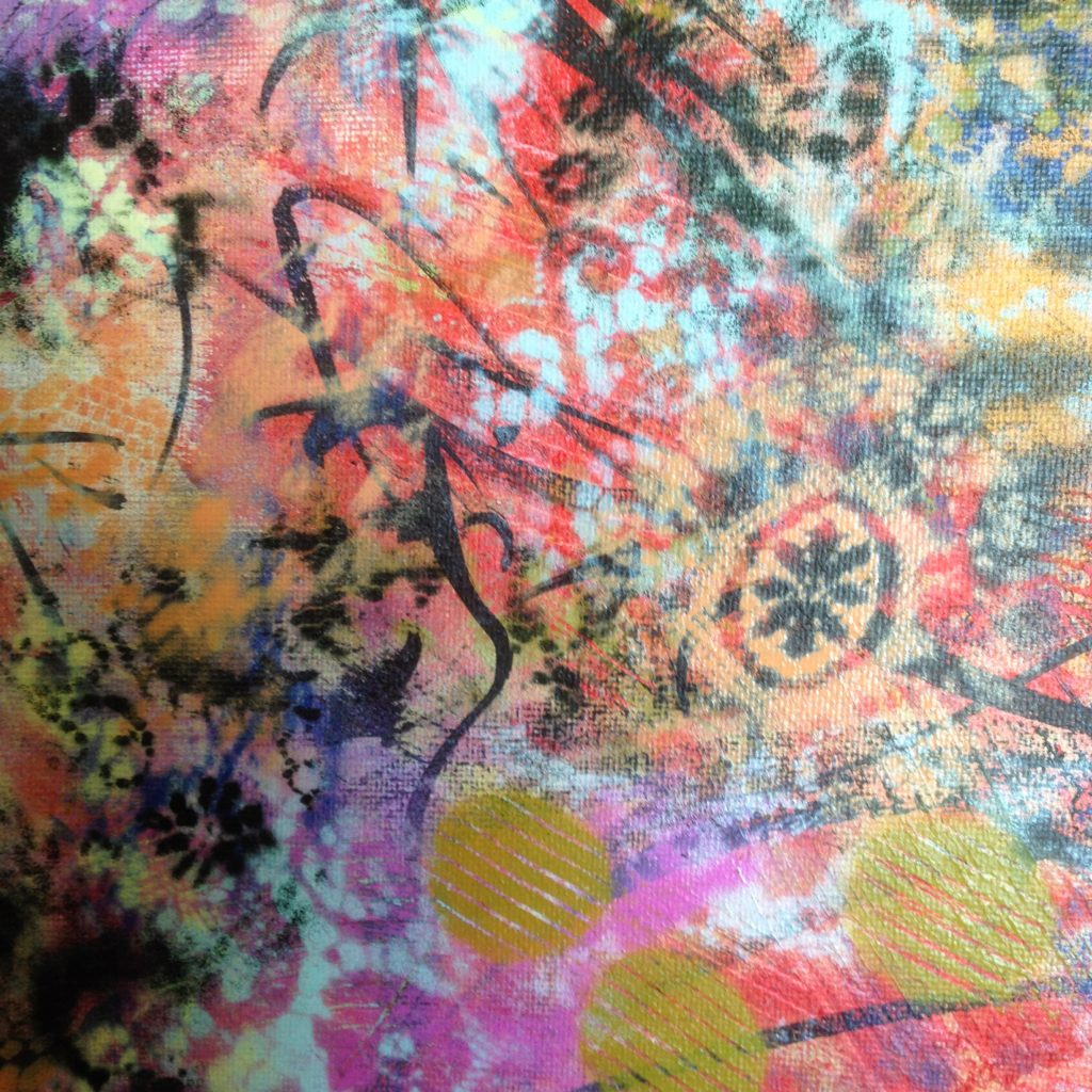 Work in progress: 'Dots 26' abstract painting by Nicki MacRae