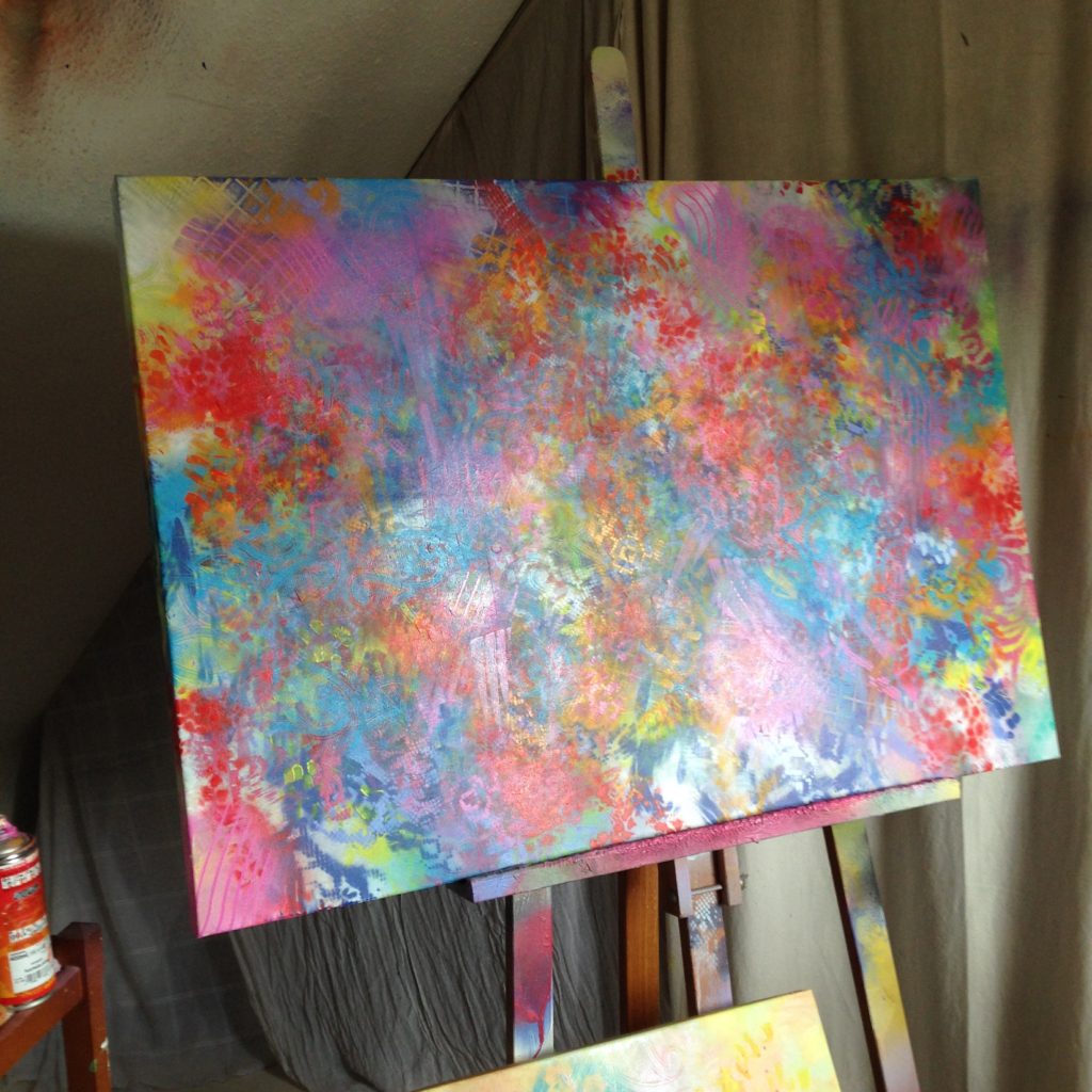 'Dots 15' abstract painting by Nicki MacRae (work in progress)