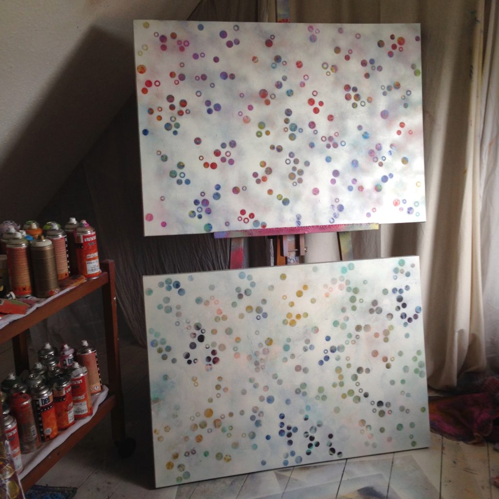 Nicki MacRae - Art Studio: 'Dots' paintings in progress